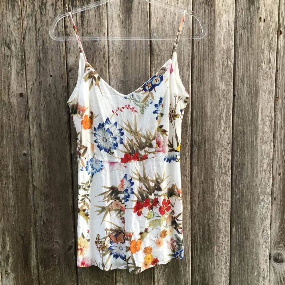 Bershka Floral Spaghetti Strap Romper Large - Picture 2 of 6
